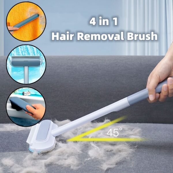 Brosse de nettoyage double face pour poils d’animaux – élimine efficacement les poils de chien et de chat  / 4 In 1 Multifunctional Hair Removal Brush Pet Dog Cat Hair Cleaner Brush Cat Hair Remover Window Screen Cleaning Tool Gadgets